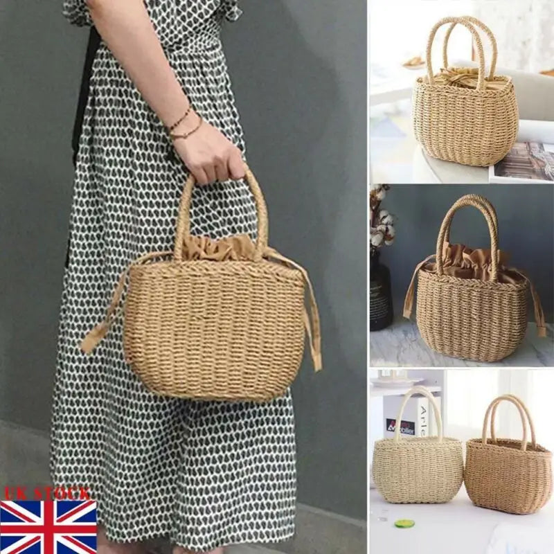 Summer Straw Woven Bag Handbag Rattan Clutch Vintage Tote