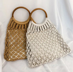 Summer Women Straw Rattan Beach Bag Hand Woven Shoulder Shopping Handbag Tote