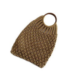Summer Women Straw Rattan Beach Bag Hand Woven Shoulder Shopping Handbag Tote
