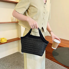Vintage Straw Basket Beach Bag Rattan Shopping Handle Bag