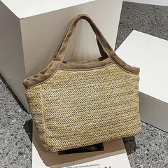 Vintage Straw Basket Beach Bag Rattan Shopping Handle Bag