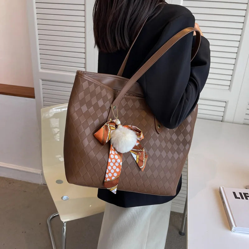 Summer PU Leather Tote Bag Large Shoulder Bag