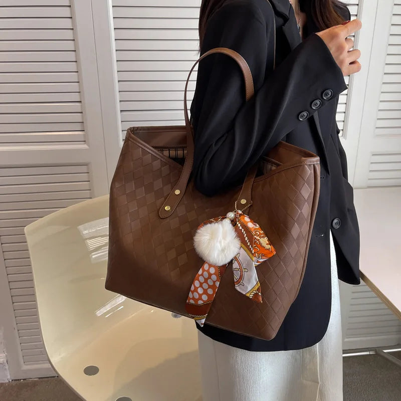 Summer PU Leather Tote Bag Large Shoulder Bag