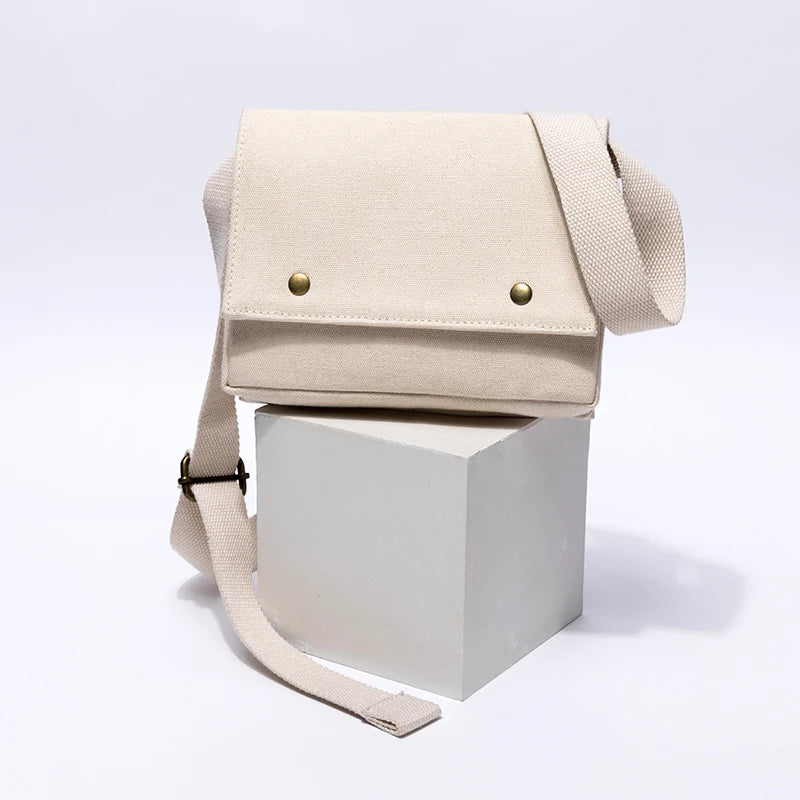 Summer Canvas Square Bag for Women, Art Fresh Girl Messenger Bag