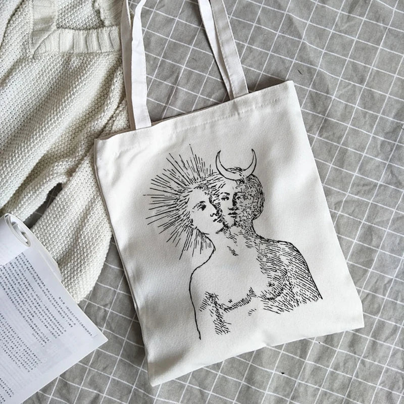 Sun Myth Print Casual Female Bag Ins Cartoon Fun Zipper Women Shoulder Bags