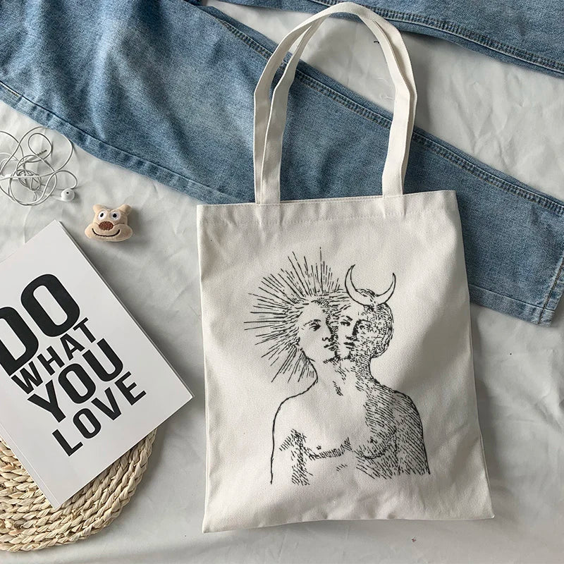Sun Myth Print Casual Female Bag Ins Cartoon Fun Zipper Women Shoulder Bags