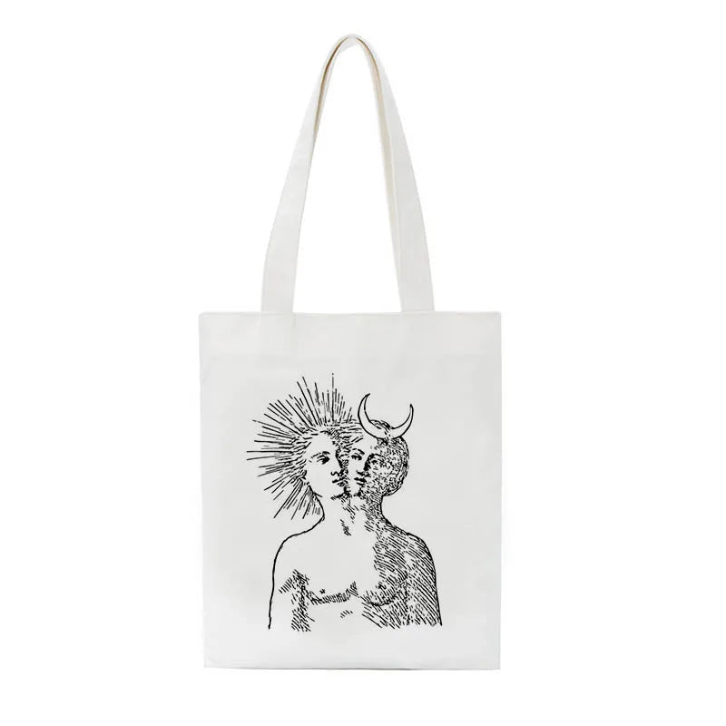 Sun Myth Print Casual Female Bag Large Capacity Harajuku Vintage Shopping Bag