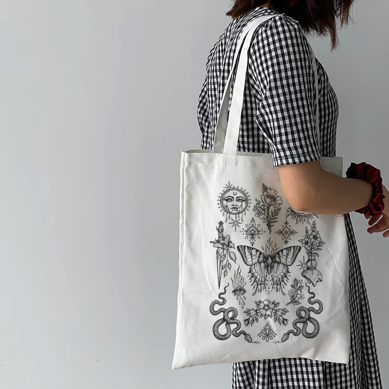 Sun Myth Print Casual Female Bag Large Capacity Harajuku Vintage Shopping Bag