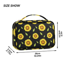 Sunflower Print Jewelry Box Travel Cosmetics Organizer