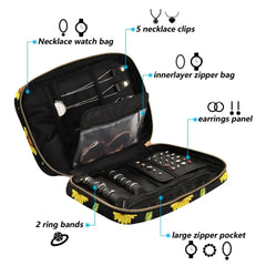 Sunflower Print Jewelry Box Travel Cosmetics Organizer