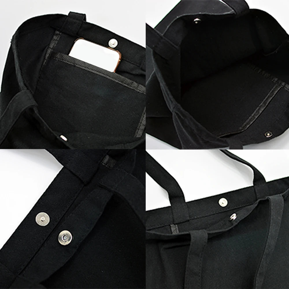 Atsem French Print Women Canvas Shoulder Bags Eco Harajuku Shopping Bag