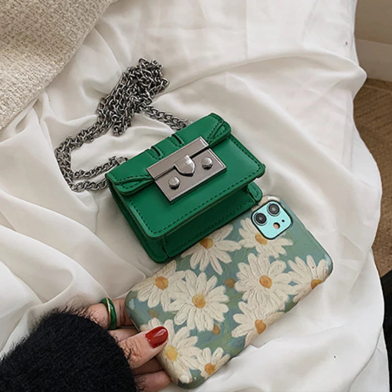 Square Crossbody Bag Lipstick Box PU Leather Shoulder Bag