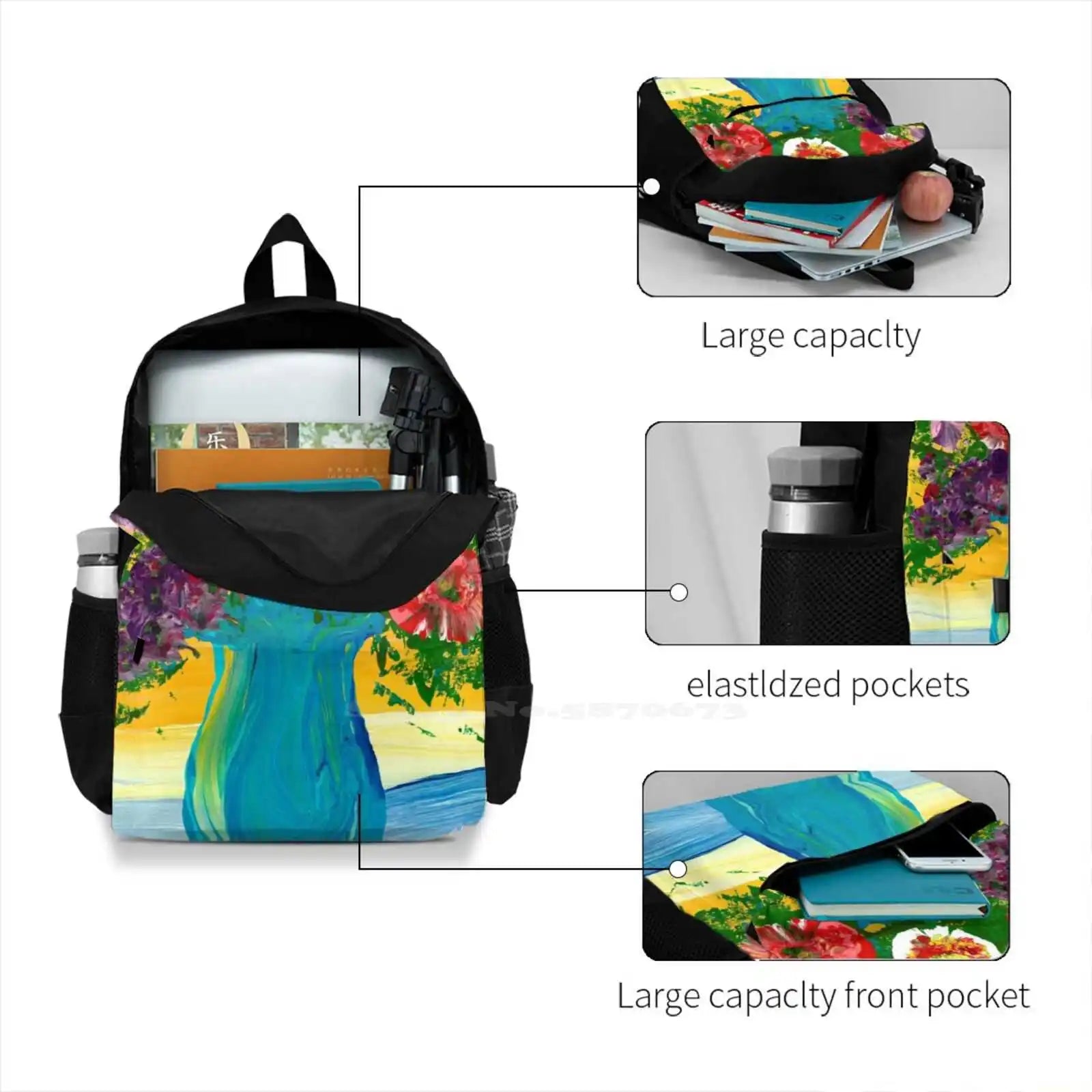 Surprise Flowers For You Backpack - Isaac Slagle Handpainted Autism Art