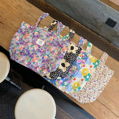 Sweet Flower Girls Student Book Tote Handbags Floral Women's Thin Cloth Shoulder