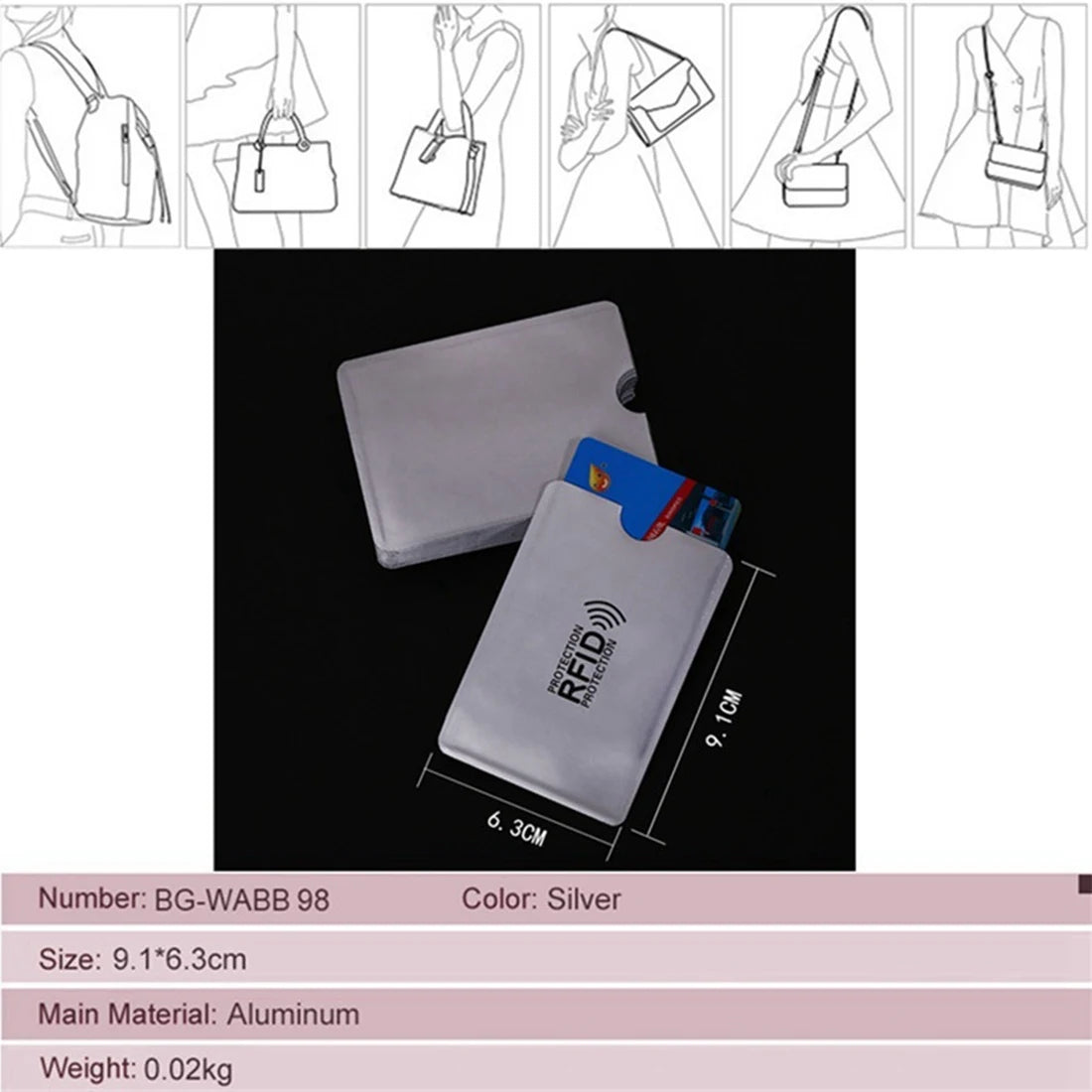 10pcs Aluminum Foil Anti Degaussing Card Cover RFID Shielding Bag
