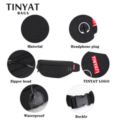 TINYA Canvas Men Fanny Pack Outdoor Sports Waist Pack Crossbody Phone Pouch Bag