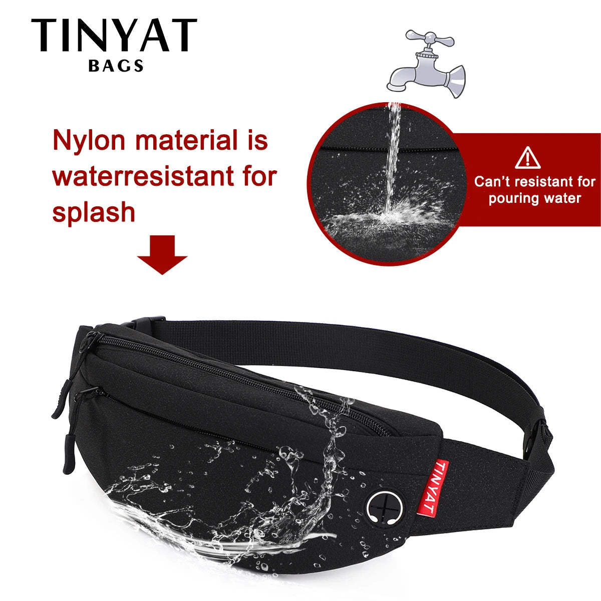 TINYA Canvas Men Fanny Pack Outdoor Sports Waist Pack Crossbody Phone Pouch Bag
