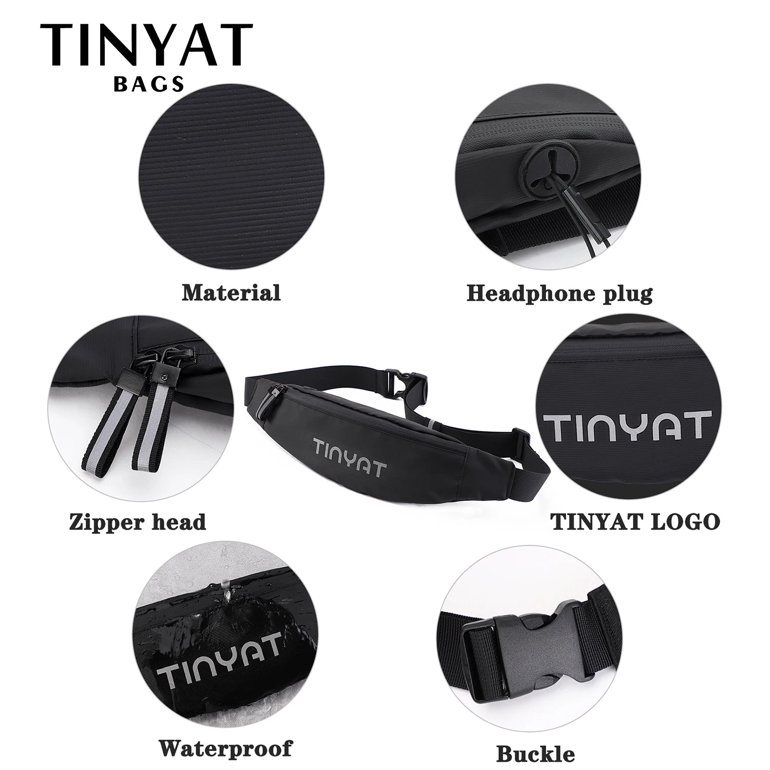 TINYA Large Chest Bag Outdoor Sports Waist Shoulder Bag