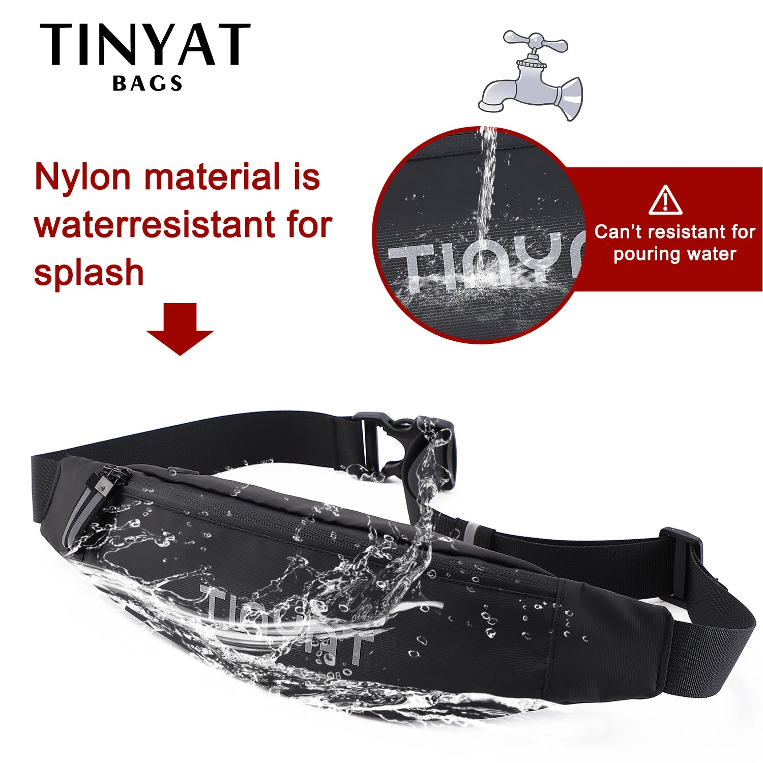 TINYA Large Chest Bag Outdoor Sports Waist Shoulder Bag