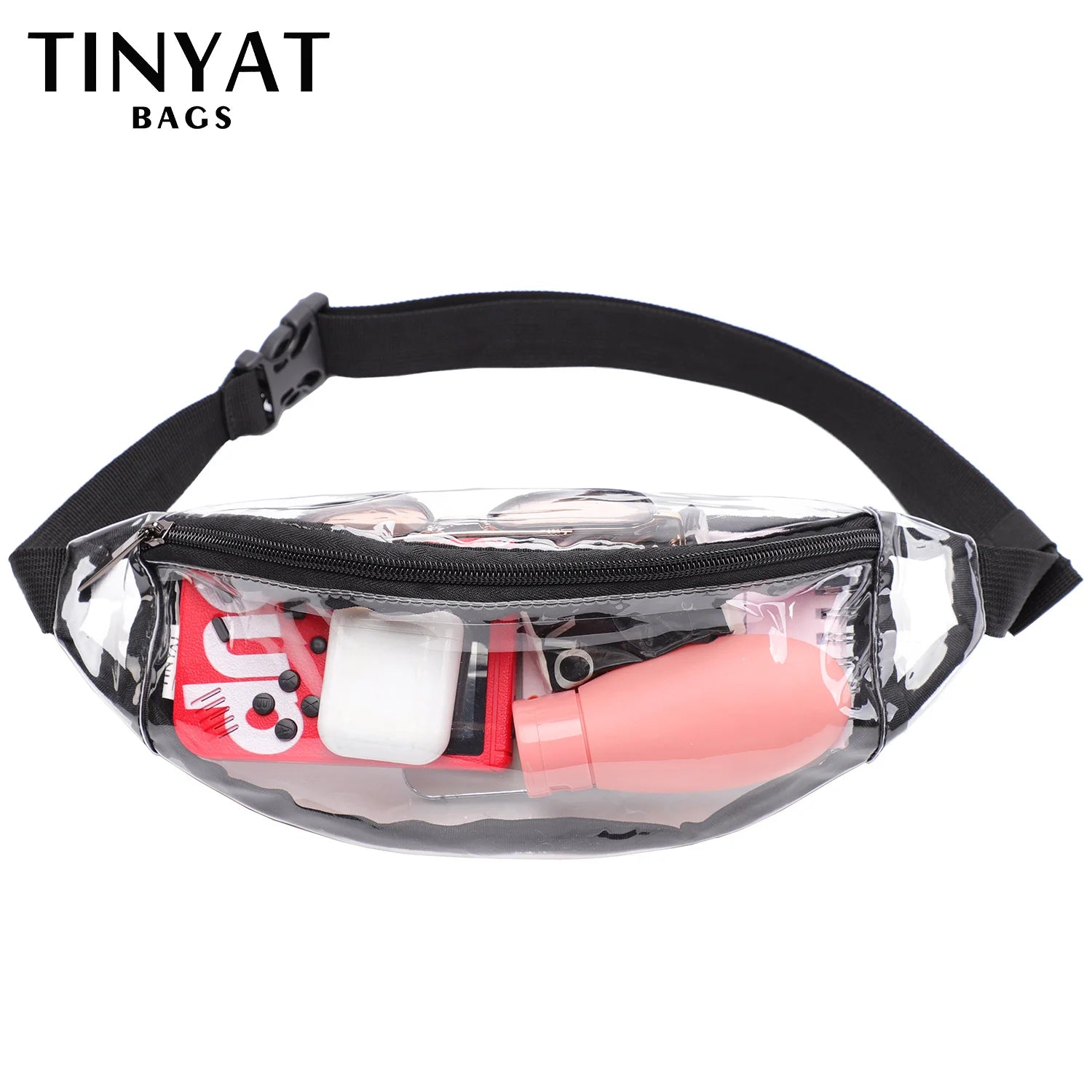 Clear PVC Waist Bag Packs for Women 2 Pockets