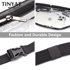Clear PVC Waist Bag Packs for Women 2 Pockets