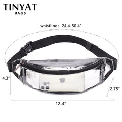 Clear PVC Waist Bag Packs for Women 2 Pockets