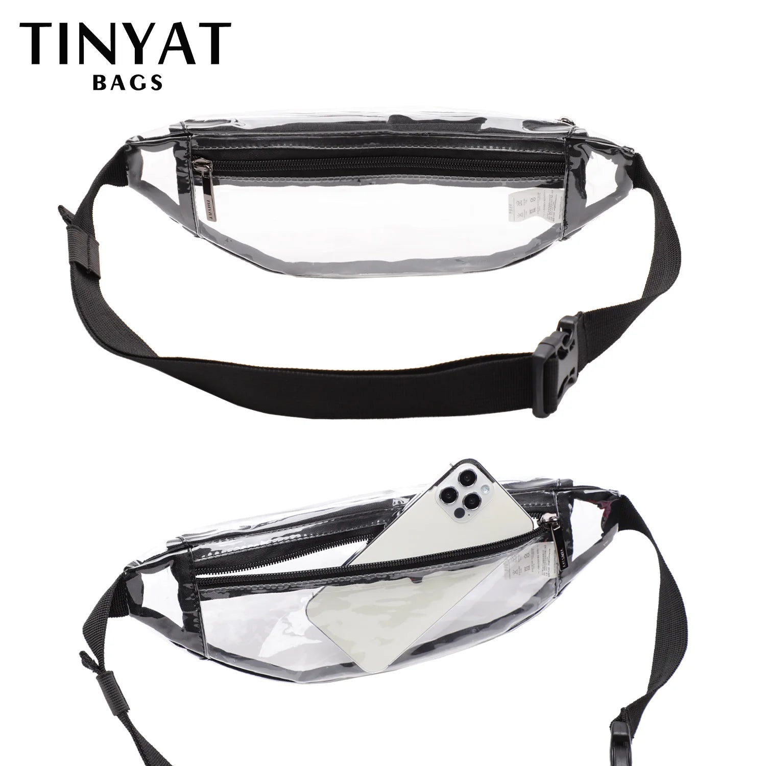Clear PVC Waist Bag Packs for Women 2 Pockets