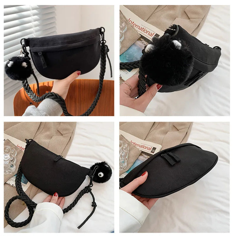 Canvas Waist Bag for Women Phone Belt Pouch Travel Girls Shoulder Bag