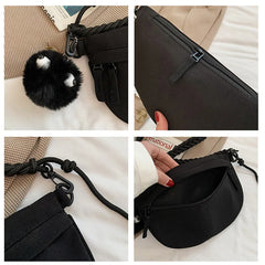Canvas Waist Bag for Women Phone Belt Pouch Travel Girls Shoulder Bag