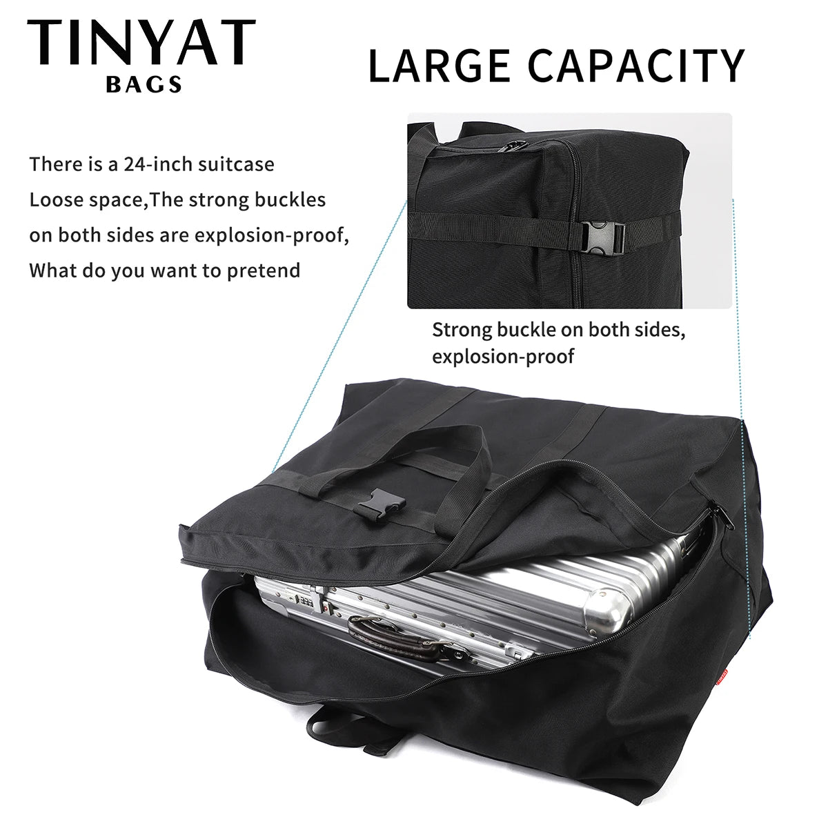 TINYAT Folding Travel Bag Waterproof Large Capacity Tote for Weekend Man Handbag