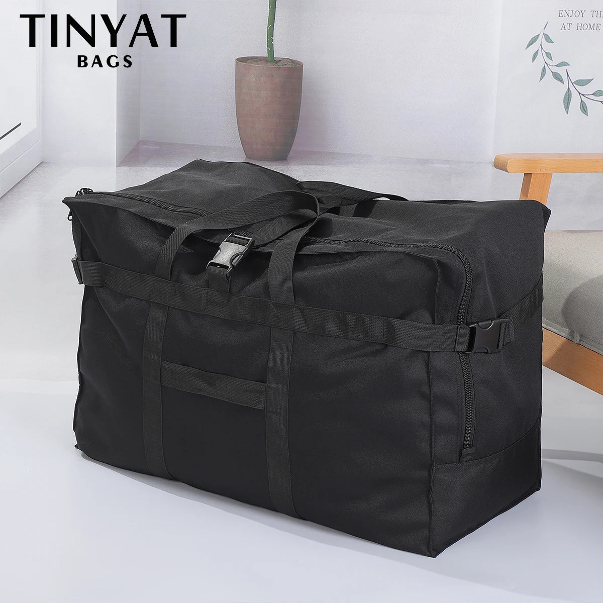 TINYAT Folding Travel Bag Waterproof Large Capacity Tote for Weekend Man Handbag