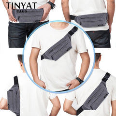 Men Grey Waist Bag Pack Casual Functional Phone Money Belt Fanny Travel Hip