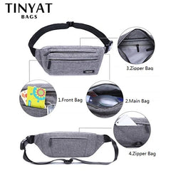 Men Grey Waist Bag Pack Casual Functional Phone Money Belt Fanny Travel Hip