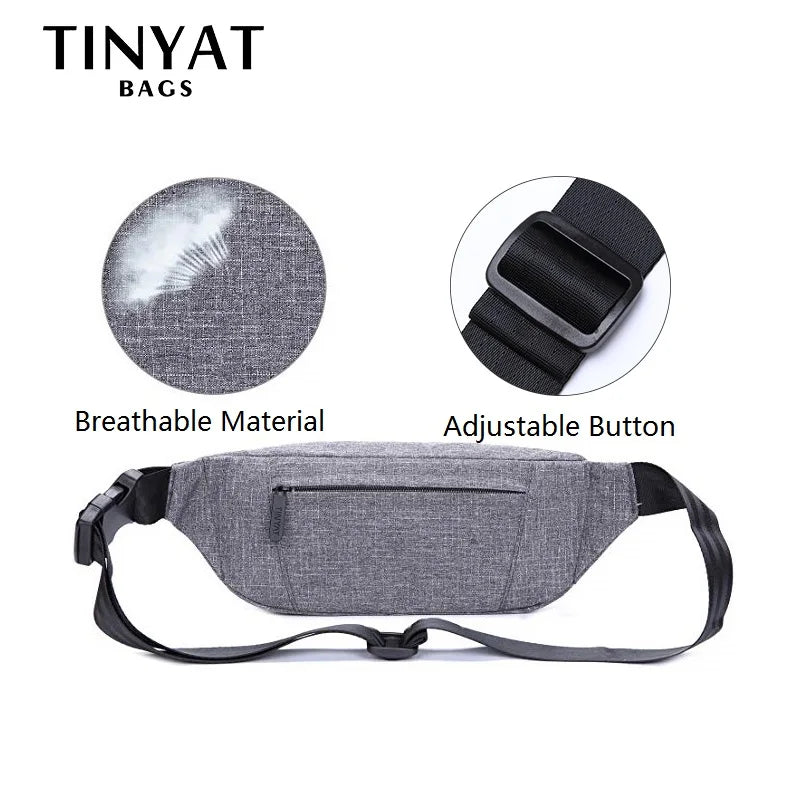 Men Grey Waist Bag Pack Casual Functional Phone Money Belt Fanny Travel Hip