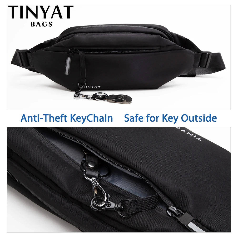 Men's PU Waist Bag Waterproof Sports Fanny Pack Anti Theft Belt Pouch