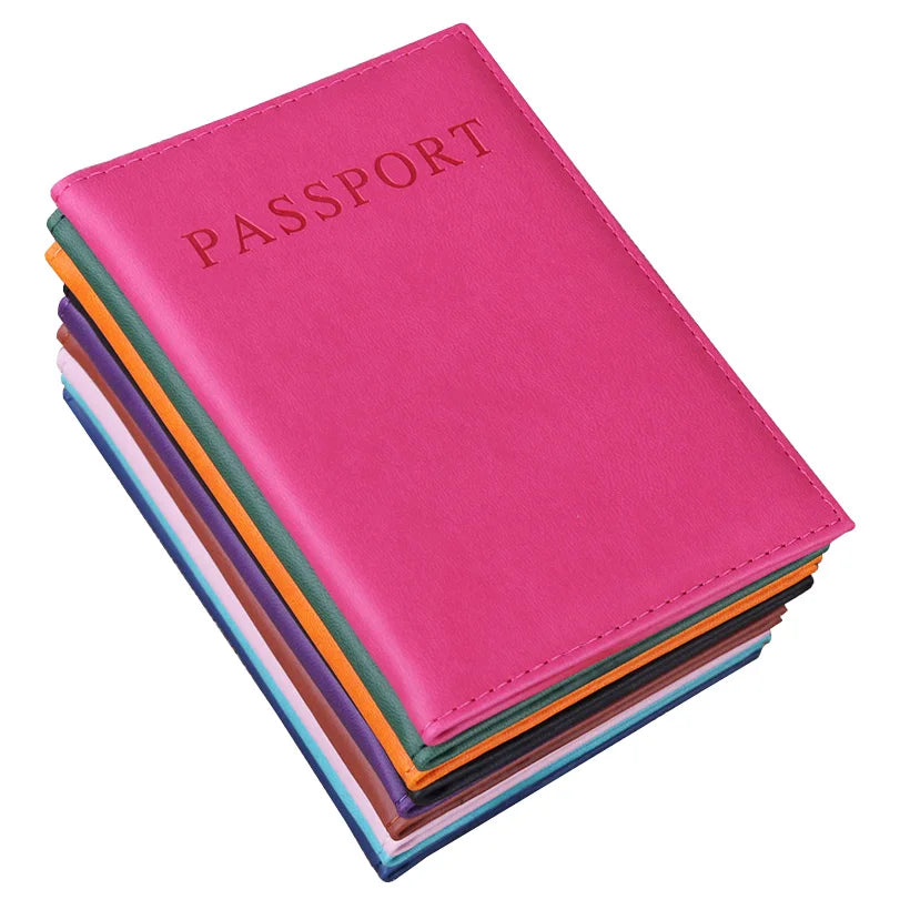 Colorful Allochromatic Embossed Leather Passport Wallet