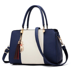 PU Leather Large Capacity Top Hand Bags for Women Casual Patchwork Square Tassel