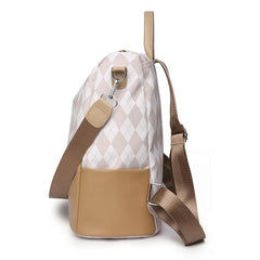 Leather Women Backpack Anti-theft PU Ladies School Bag Plaid Bookbag