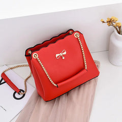Leisure PU Leather Bow Women Shoulder Bag Solid Satchels Female Crossbody Bag