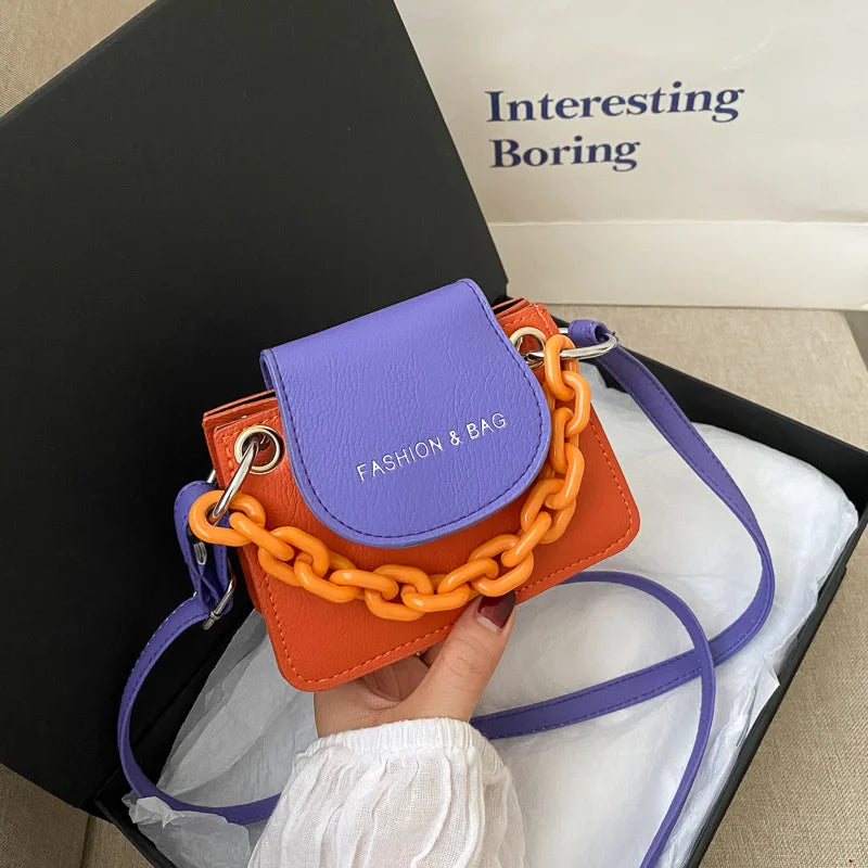 Women's Candy Chain Bag Mini Pu Leather Handbag