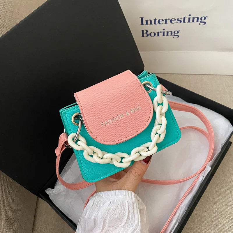 Women's Candy Chain Bag Mini Pu Leather Handbag