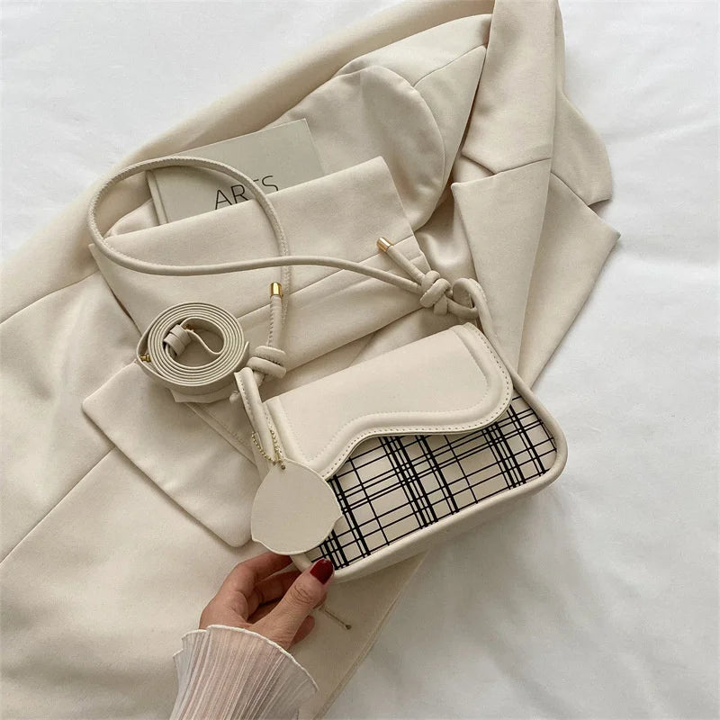 Lattice Leather Crossbody Bag for Women Small Shoulder Bag