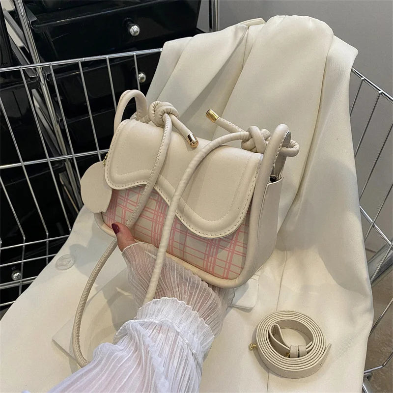 Lattice Leather Crossbody Bag for Women Small Shoulder Bag