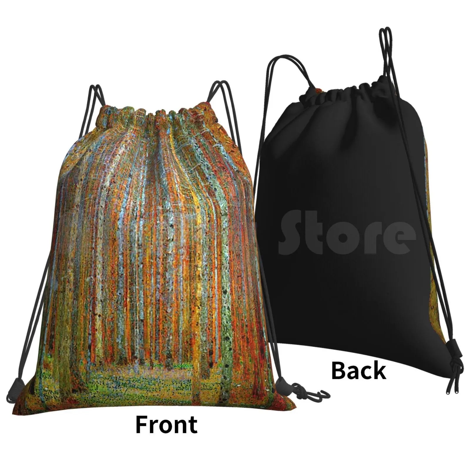 Gustav Klimt Landscape Painting Print Backpack Drawstring Bags Gym Bag