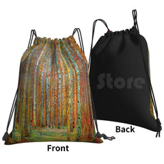 Gustav Klimt Landscape Painting Print Backpack Drawstring Bags Gym Bag