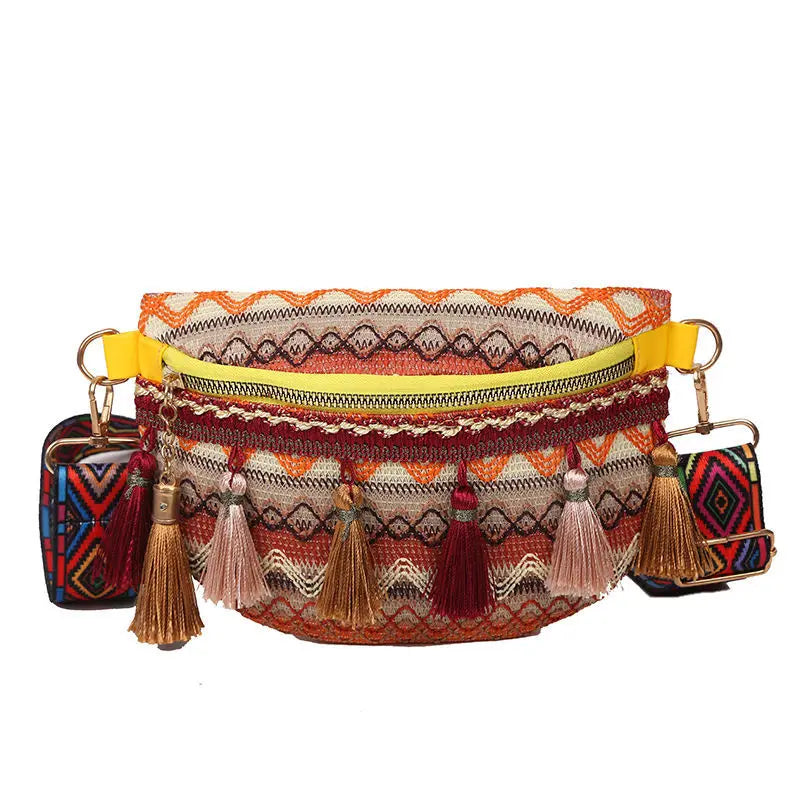 Tassel Ethnic Style Women Waist Packs Fanny Pack with Fringe De
