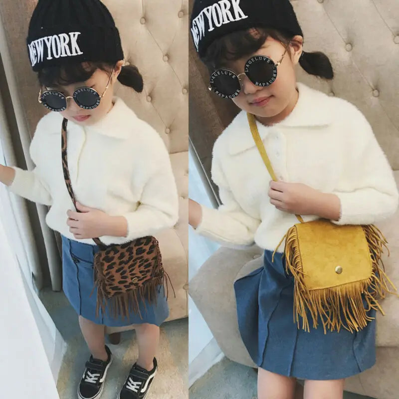 Tassel Mini Messenger Bags Kids Girls Handbags Coin Purse