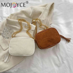 Tassel Crossbody Bag Chain Female Casual Zipper Striped Weekend Vacation