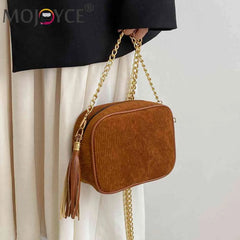 Tassel Crossbody Bag Chain Female Casual Zipper Striped Weekend Vacation