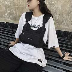 Techwear Hip Hop Tactical Functional Men Chest Vest Bag Streetwear